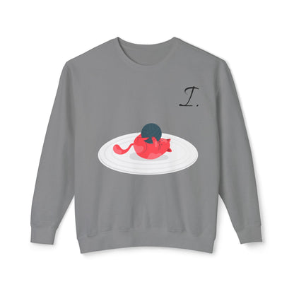 Cute Cat Design Unisex Lightweight Crewneck Sweatshirt - Perfect Gift for Cat Lovers