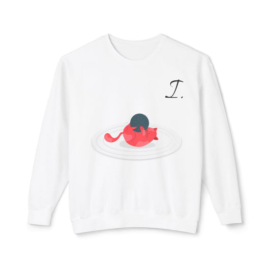 Cute Cat Design Unisex Lightweight Crewneck Sweatshirt - Perfect Gift for Cat Lovers