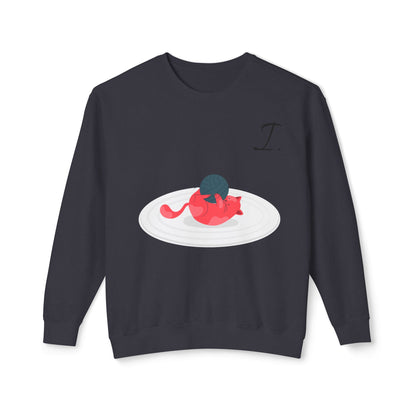 Cute Cat Design Unisex Lightweight Crewneck Sweatshirt - Perfect Gift for Cat Lovers