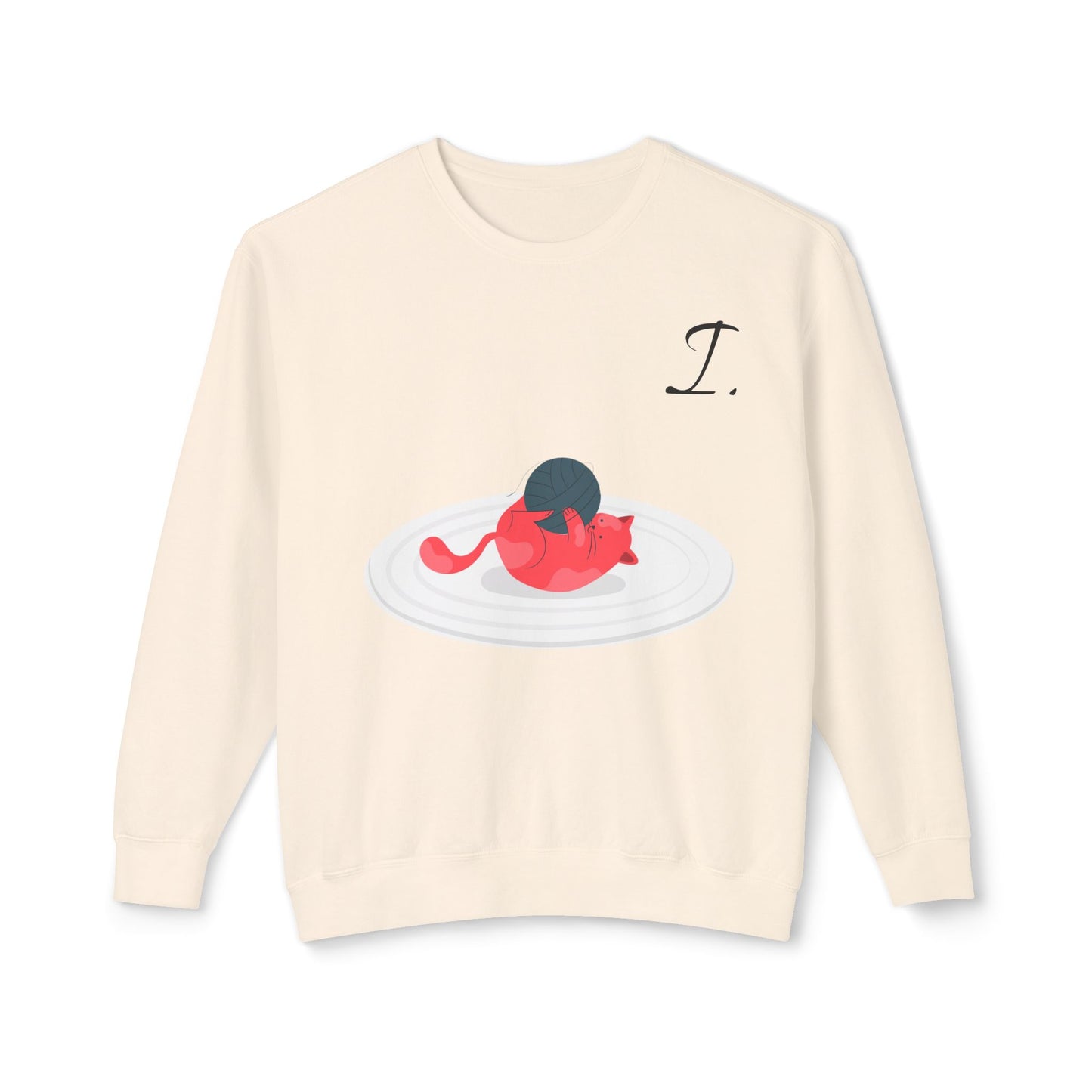 Cute Cat Design Unisex Lightweight Crewneck Sweatshirt - Perfect Gift for Cat Lovers