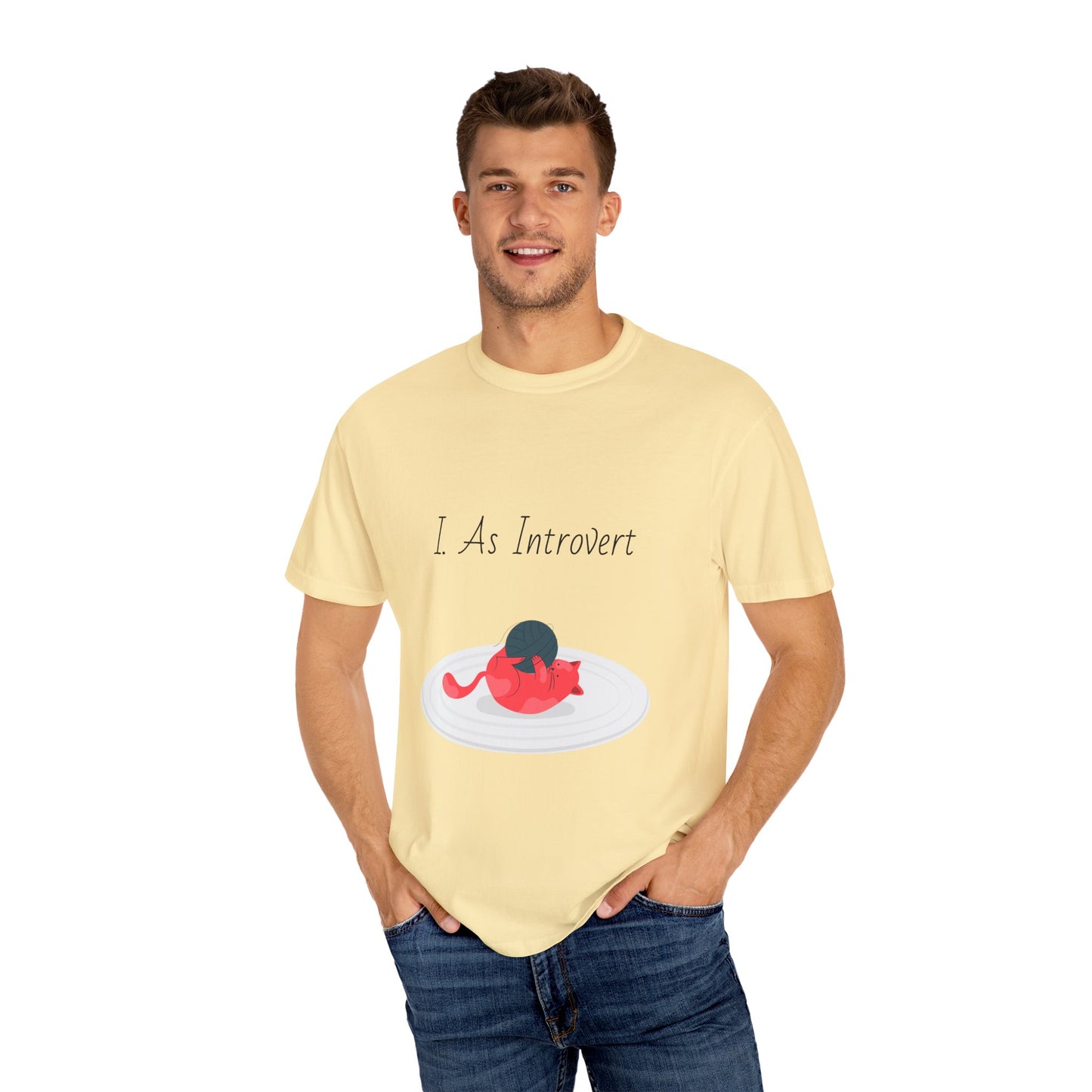 I Am Introvert Unisex Garment-Dyed T-Shirt | Cute Cat Design | Perfect for Introverts