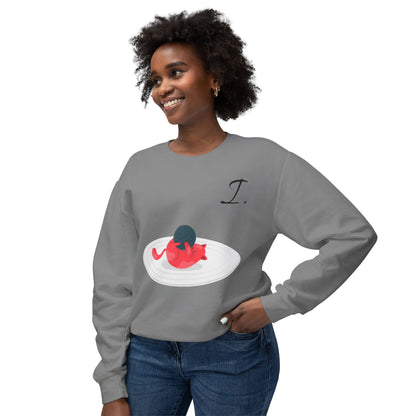 Cute Cat Design Unisex Lightweight Crewneck Sweatshirt - Perfect Gift for Cat Lovers