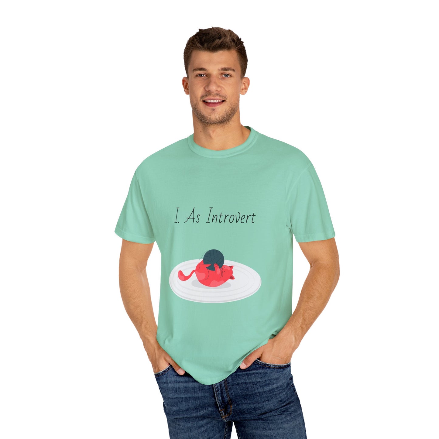 I Am Introvert Unisex Garment-Dyed T-Shirt | Cute Cat Design | Perfect for Introverts